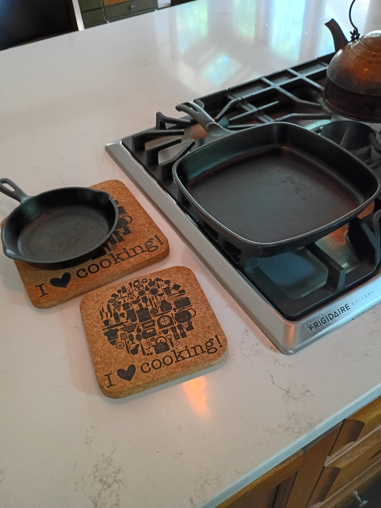 I Love Cooking Cork Trivet Set