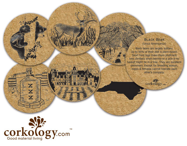 North Carolina West Cork Coaster Set