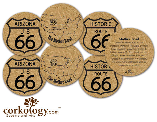 Route 66 - The Mother Road Cork Coaster Set