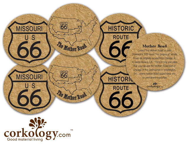 Route 66 - Missouri Cork Coaster Set