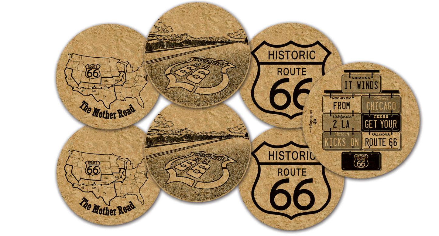 Route 66 - Cross Country Cork Coaster Set