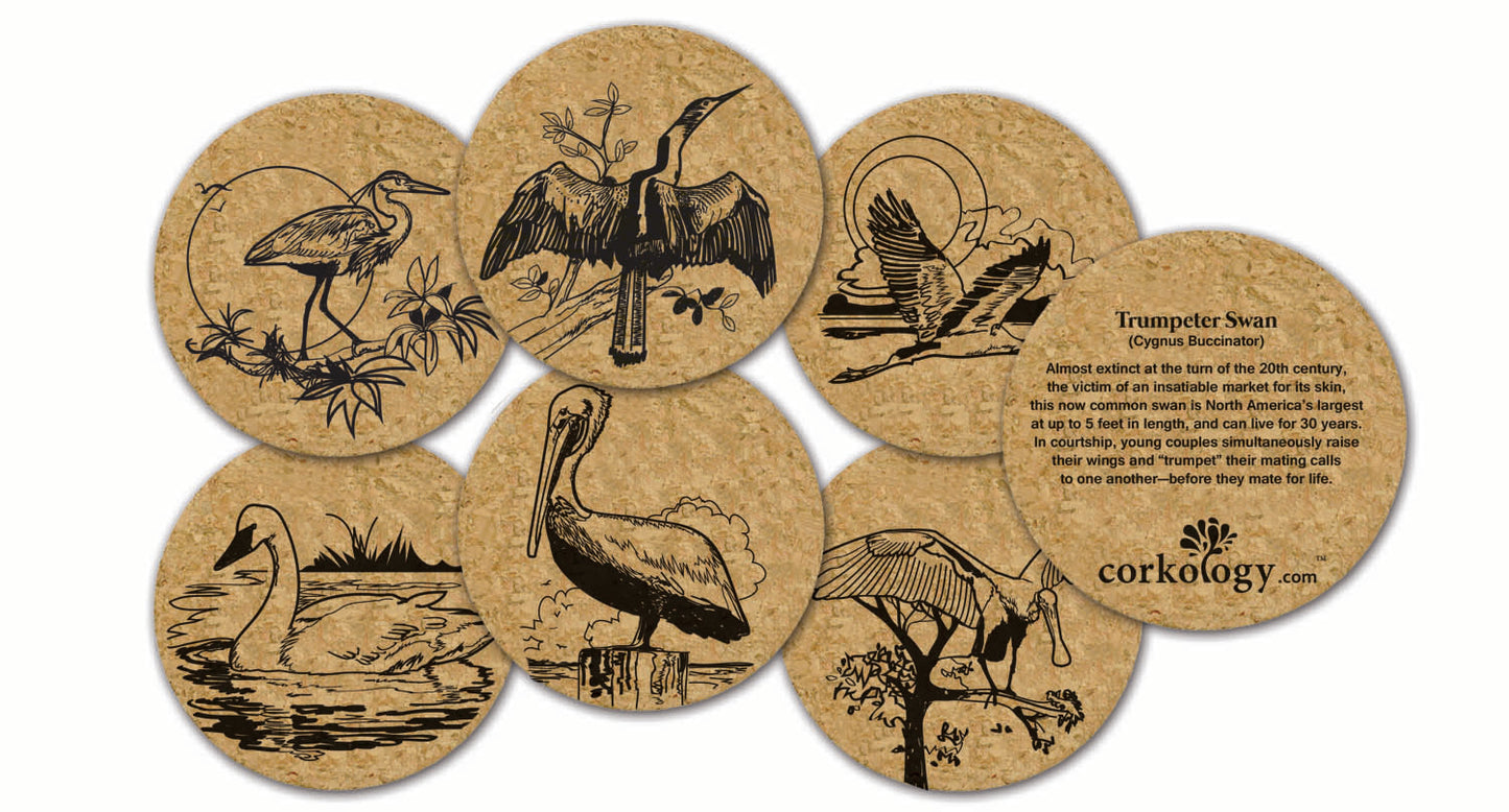 Coastal Birds Cork Coaster Set