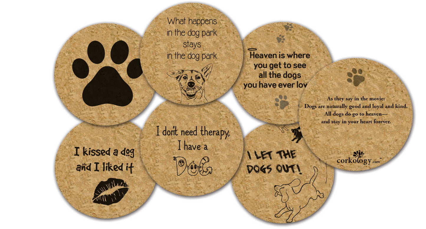 Dog Cork Coaster Set
