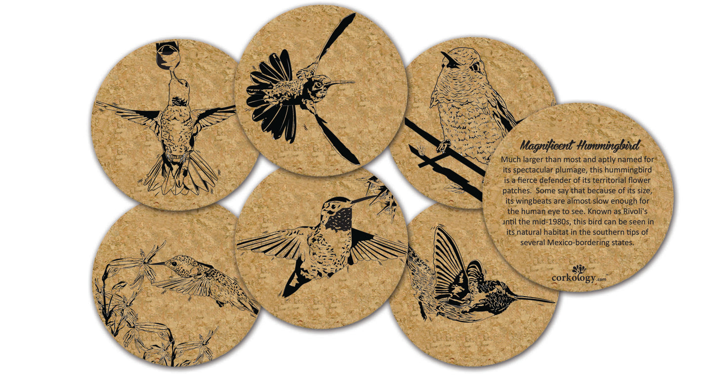 Hummingbirds Cork Coaster Set