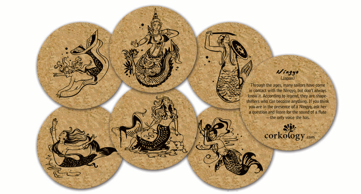 Mermaid Cork Coaster Set