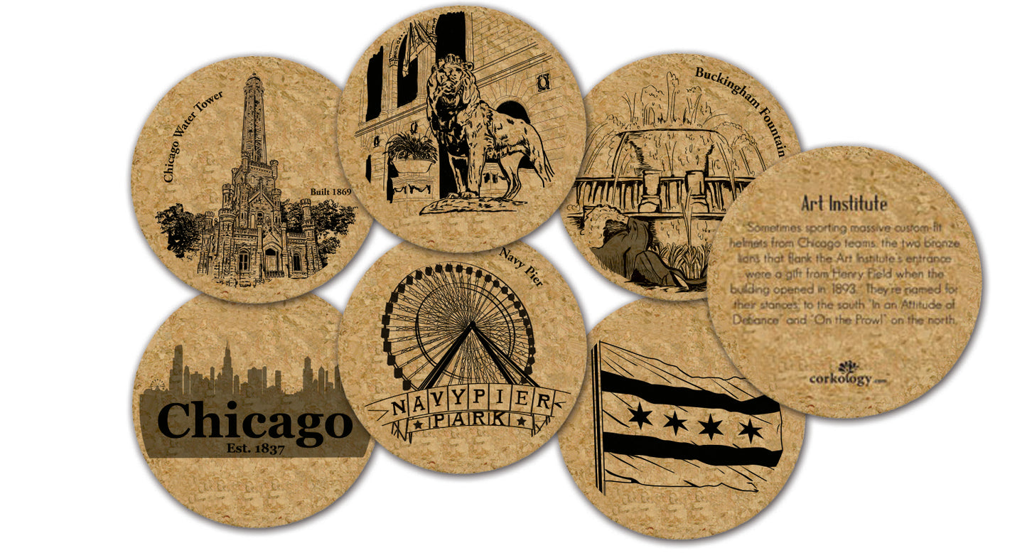 Chicago Cork Coaster Set