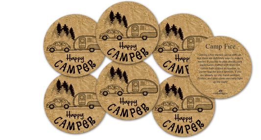 Happy Camper Cork Coaster Set