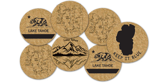 Lake Tahoe Cork Coaster Set