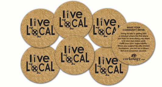 Live Local - Bike Chain Cork Coaster Set