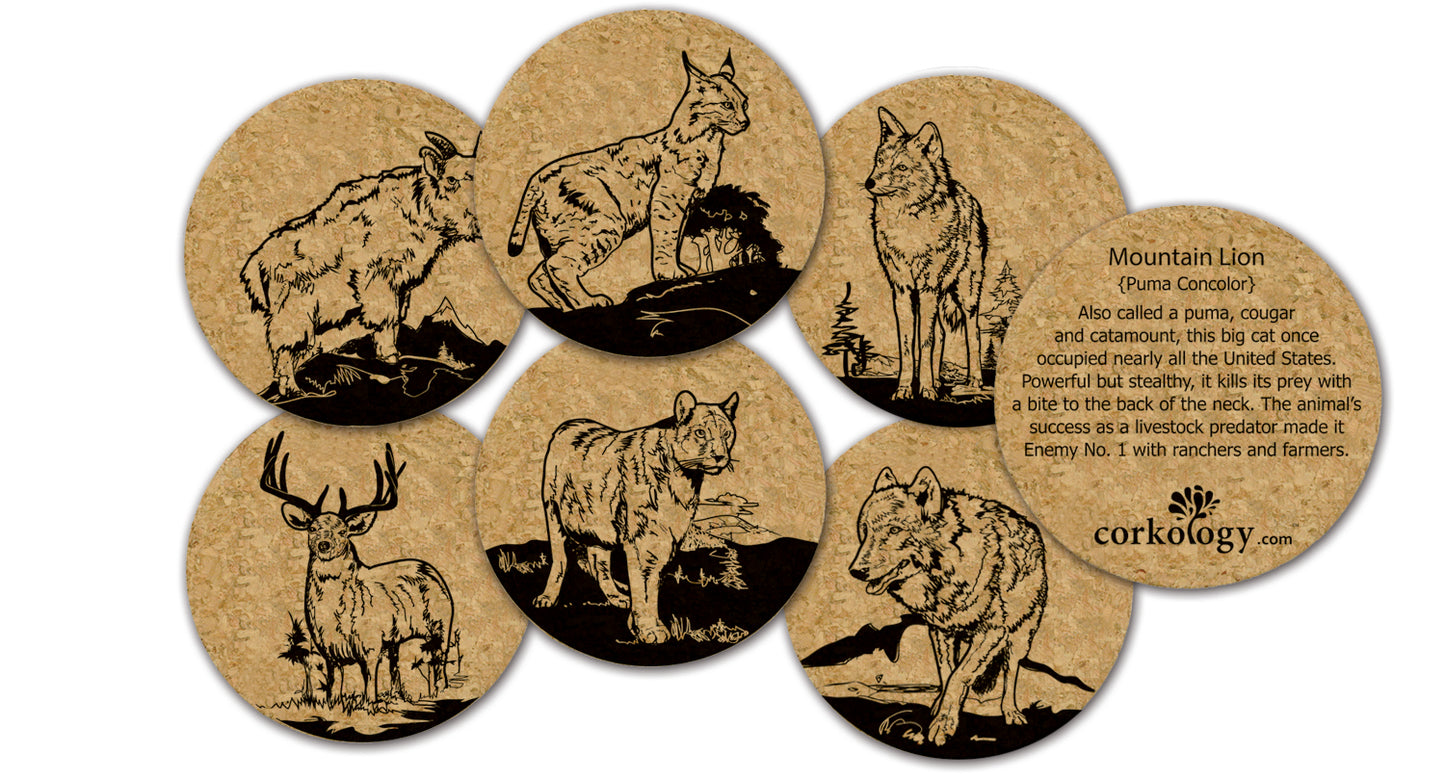 Medium Mammals Cork Coaster Set