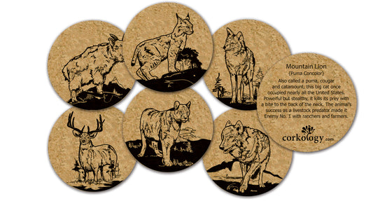 Medium Mammals Cork Coaster Set