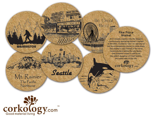 Seattle Cork Coaster Set