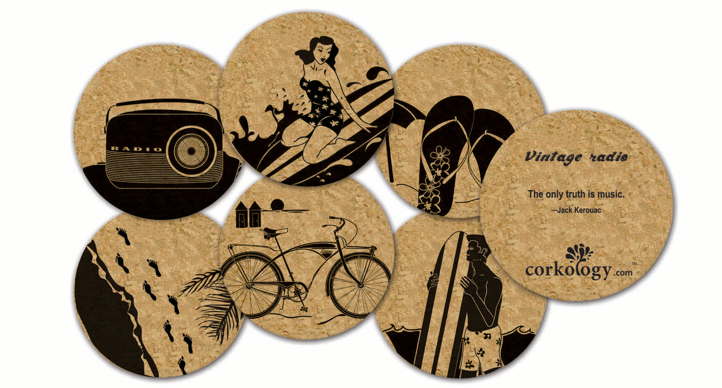 Beach Life Cork Coaster Set