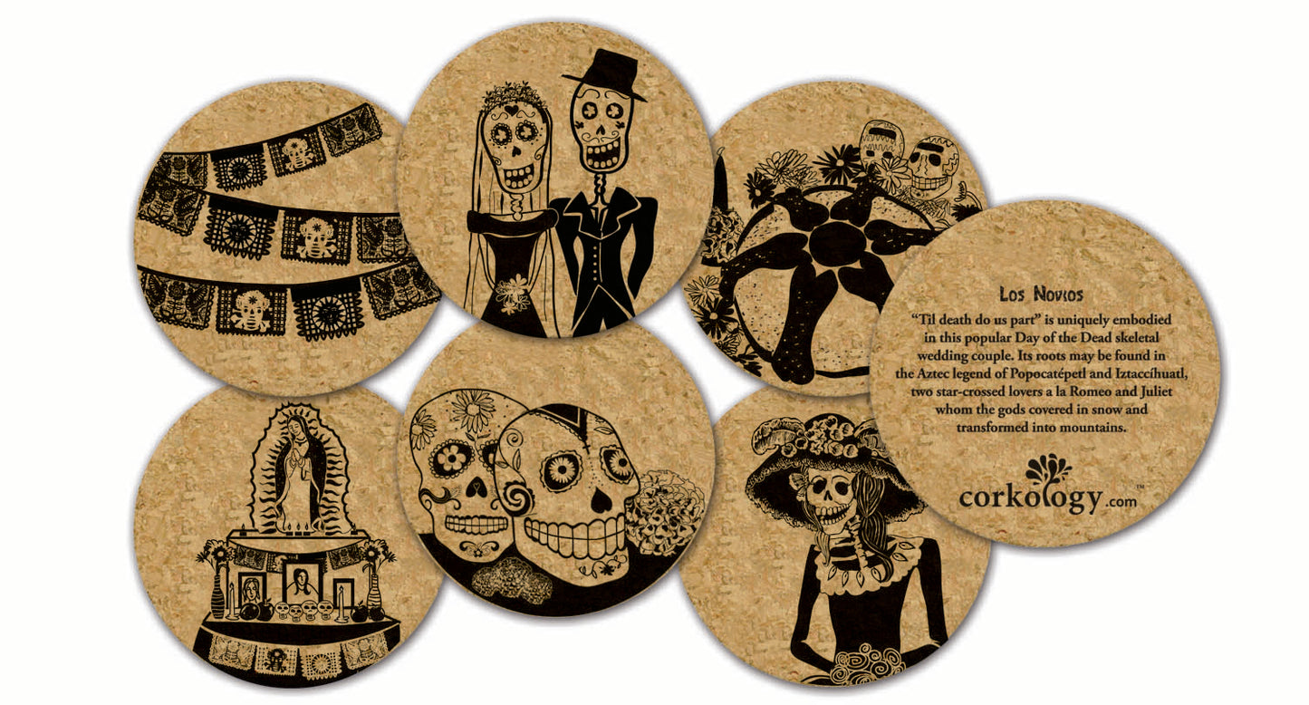 Day of the Dead Cork Coaster Set
