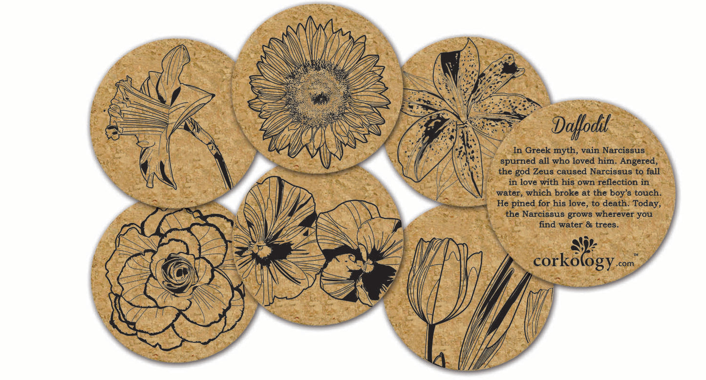 Flowers Cork Coaster Set