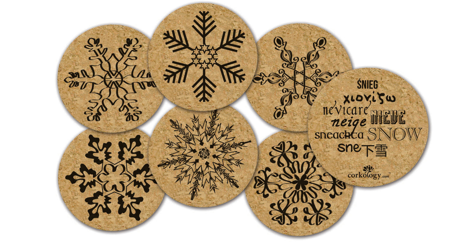 Snowflakes Cork Coaster Set