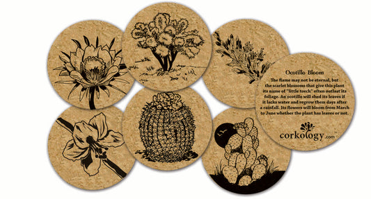 Southwest Plants Cork Coaster Set